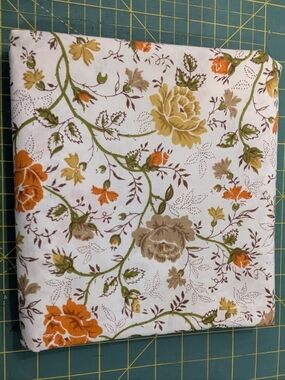 Upcycled Orange & Brown Rose Floral Fabric from JC Penney Flat Sheet 1970s